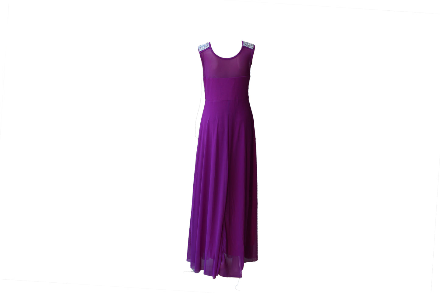 Long Purple Evening Dress with Silver Sparkle - BuyAbility