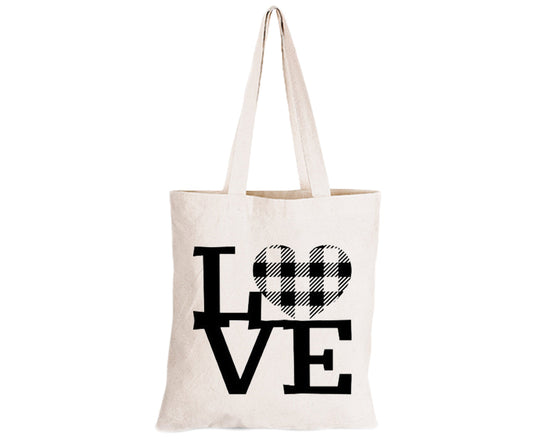 Love - Plaid Heart - Valentine - Eco-Cotton Natural Fibre Bag - BuyAbility South Africa
