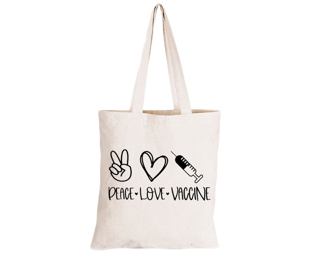 Peace. Love. Vaccine - Eco-Cotton Natural Fibre Bag - BuyAbility South Africa