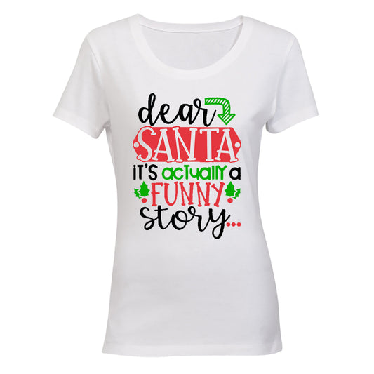 Santa, Funny Story - Christmas - Ladies - T-Shirt - BuyAbility South Africa