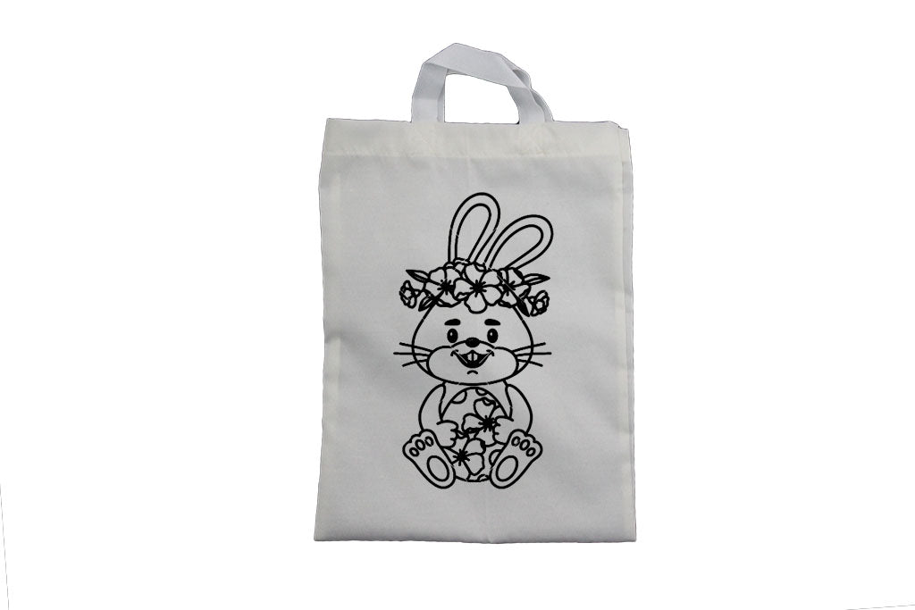 Sitting Floral Easter Bunny - Easter Bag