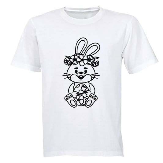 Sitting Floral Easter Bunny - Kids T-Shirt - BuyAbility South Africa