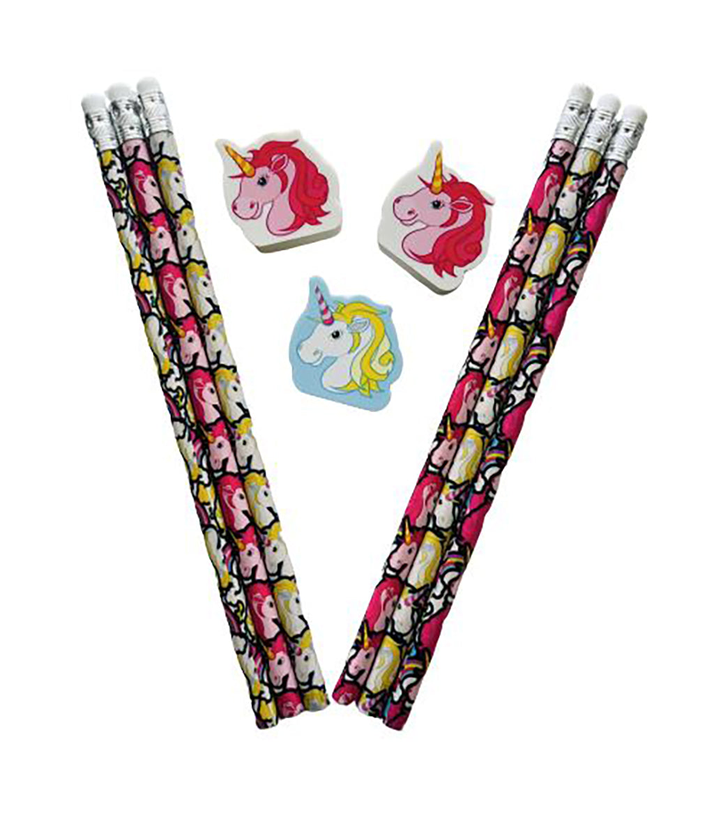 Unicorn Pencils & Erasers Stationery Set