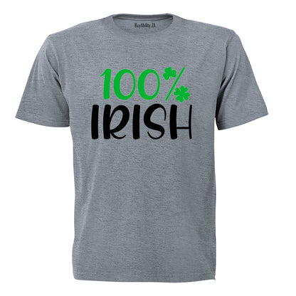 100% Irish - St. Patricks - Adults - T-Shirt - BuyAbility