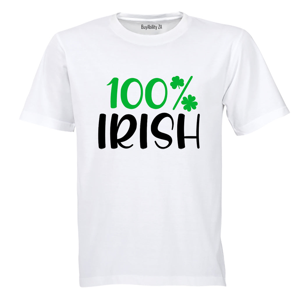 100% Irish - St. Patricks - Adults - T-Shirt - BuyAbility