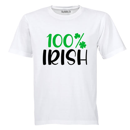 100% Irish - St. Patricks - Adults - T-Shirt - BuyAbility