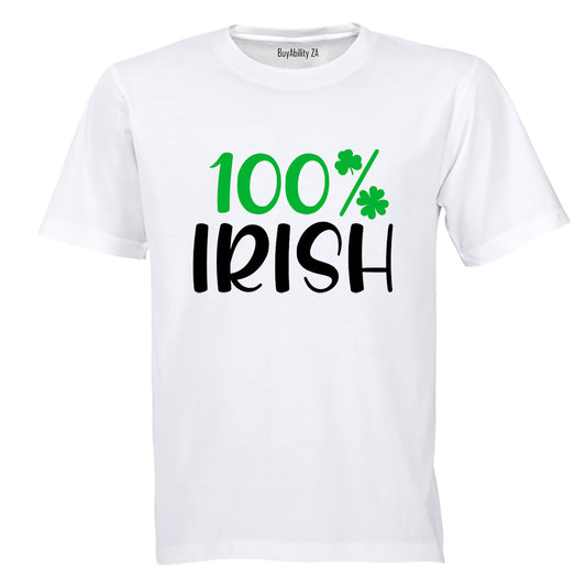100% Irish - St. Patricks - Adults - T-Shirt - BuyAbility