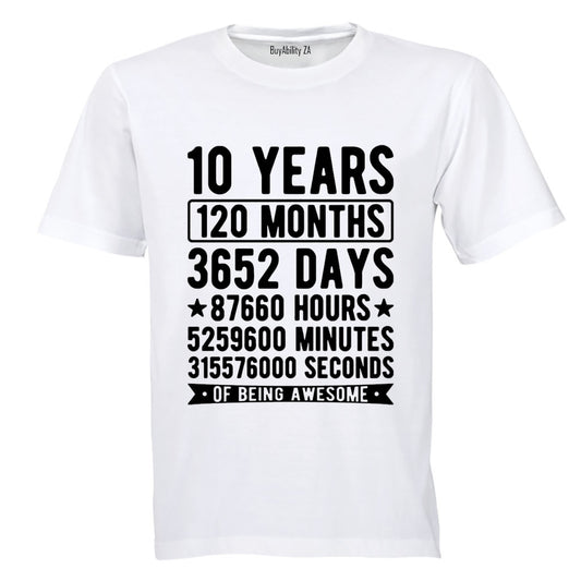 10 Years of Being Awesome - Kids T-Shirt