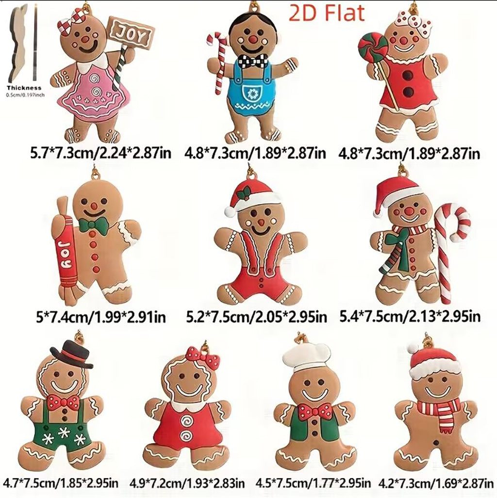 10pc Christmas Gingerbread Wooden Hanging Ornaments