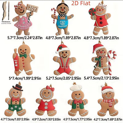 10pc Christmas Gingerbread Wooden Hanging Ornaments