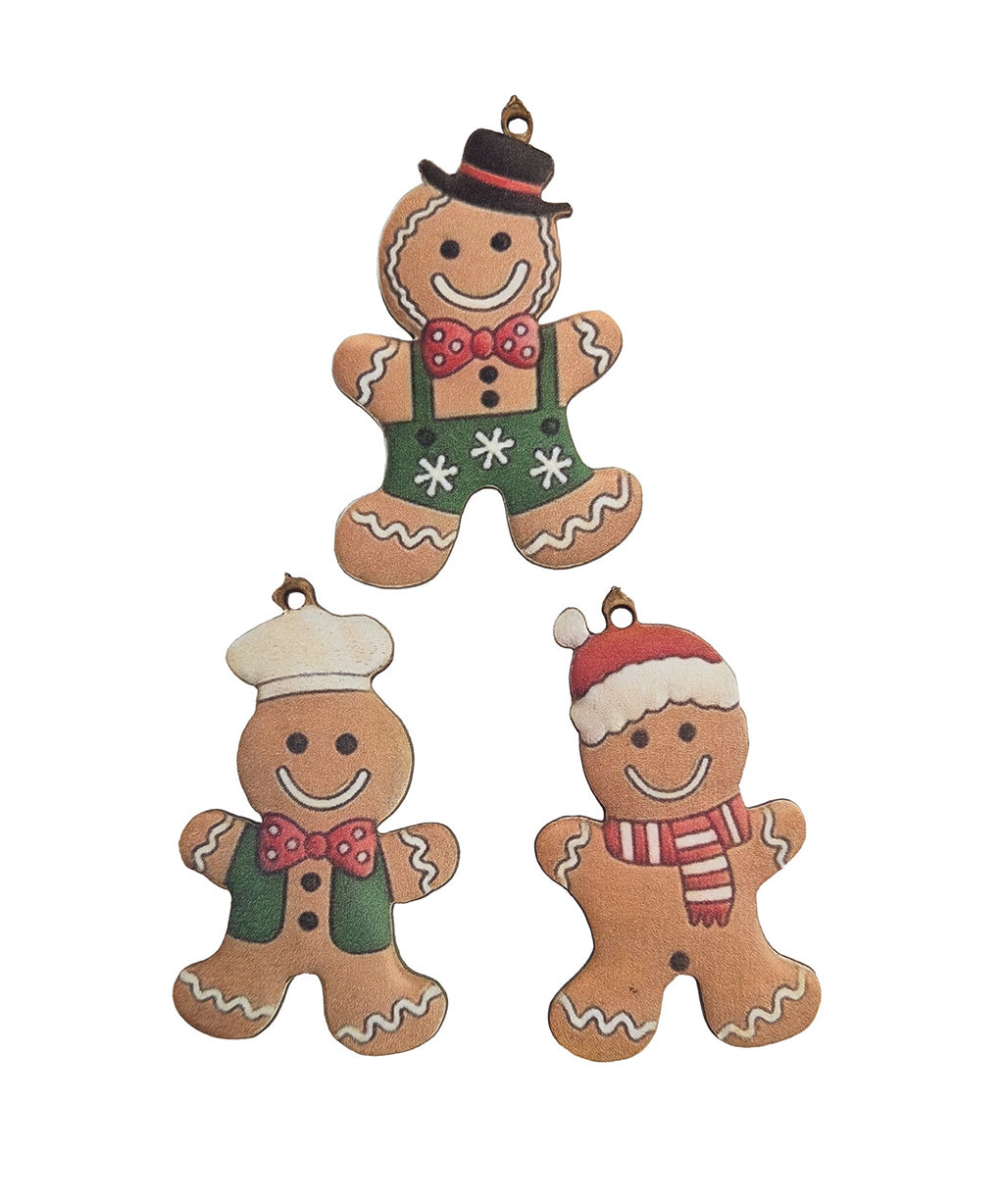 10pc Christmas Gingerbread Wooden Hanging Ornaments