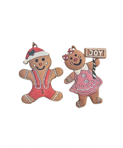 10pc Christmas Gingerbread Wooden Hanging Ornaments