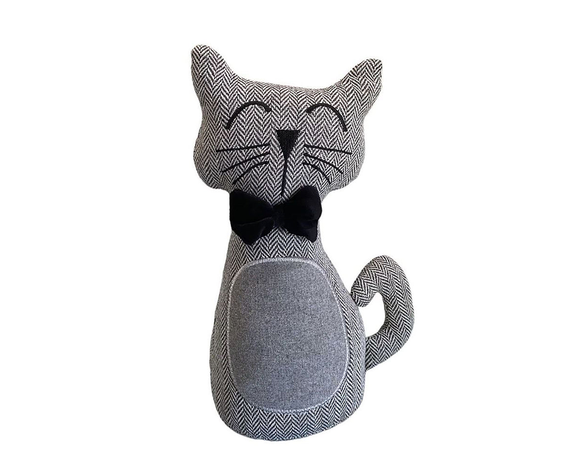 Bow Tie Cat - Fabric Doorstop