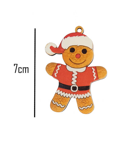 Wooden Gingerbread - Christmas Hanging Ornaments Set 16 Piece