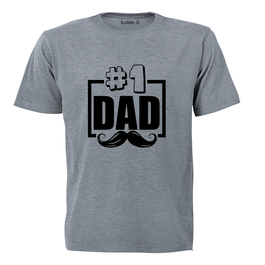#1 Dad - Mustache - Adults - T-Shirt