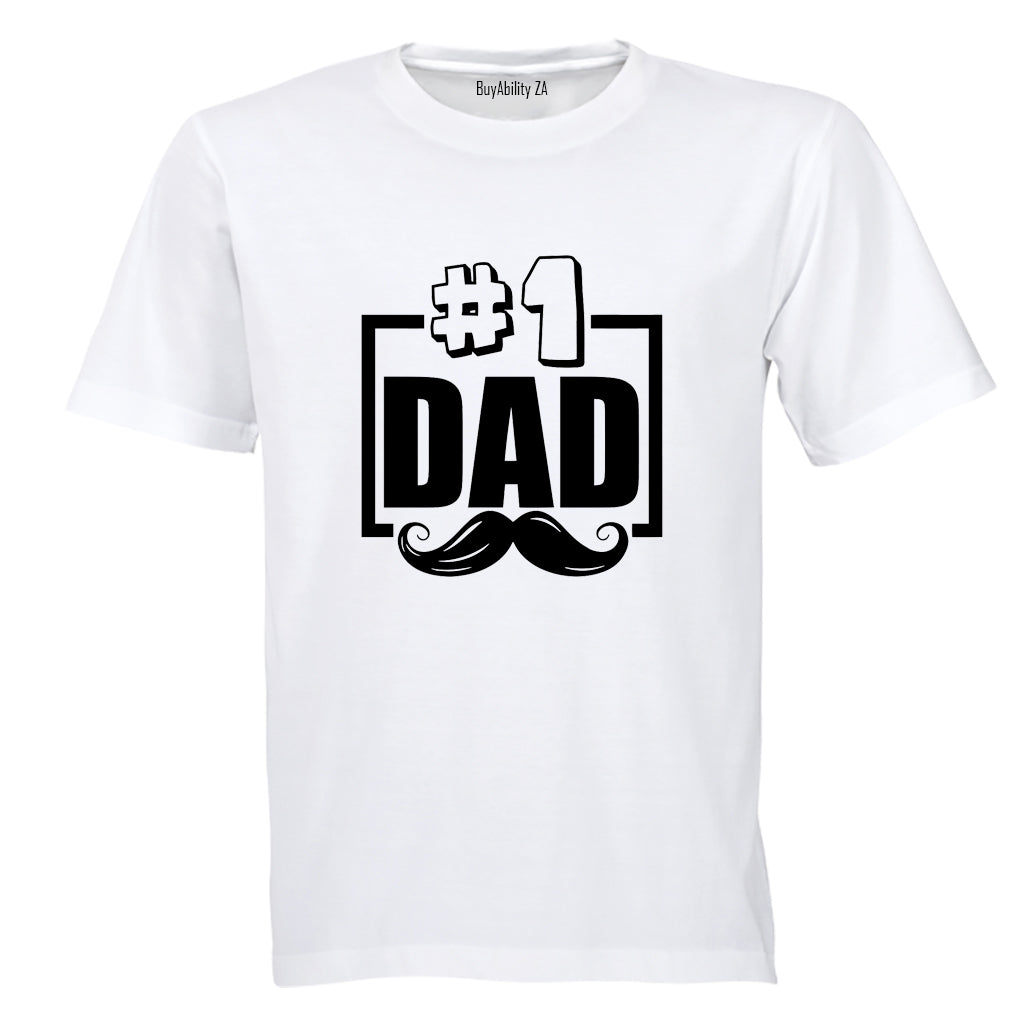 #1 Dad - Mustache - Adults - T-Shirt
