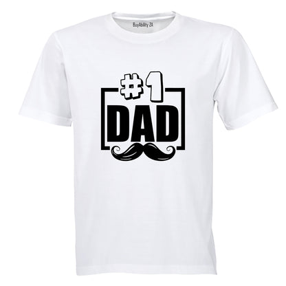 #1 Dad - Mustache - Adults - T-Shirt