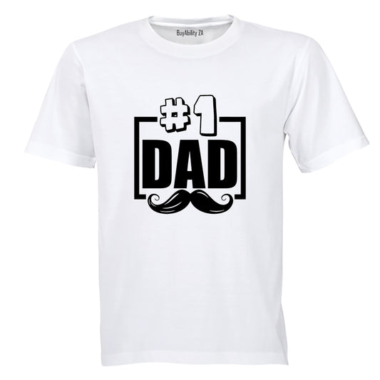 #1 Dad - Mustache - Adults - T-Shirt
