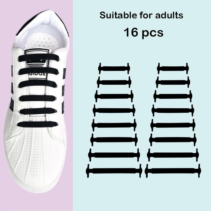 Black Silicone Elastic No Tie Shoe Laces - BuyAbility