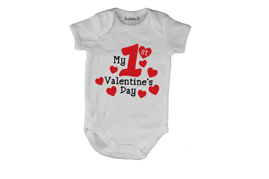 1st Valentine's Day - Hearts - Baby Grow