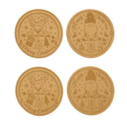 Festive Reindeer & Gnome Christmas Coaster Set - 4 Piece