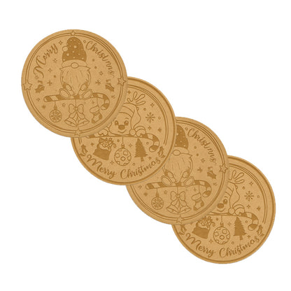 Festive Reindeer & Gnome Christmas Coaster Set - 4 Piece