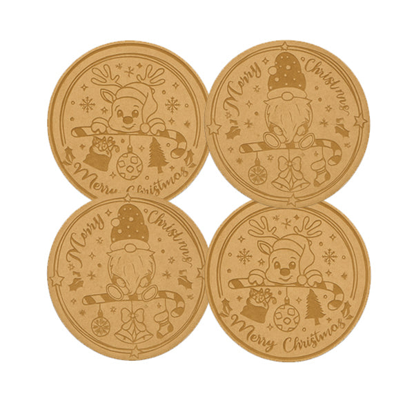 Festive Reindeer & Gnome Christmas Coaster Set - 4 Piece