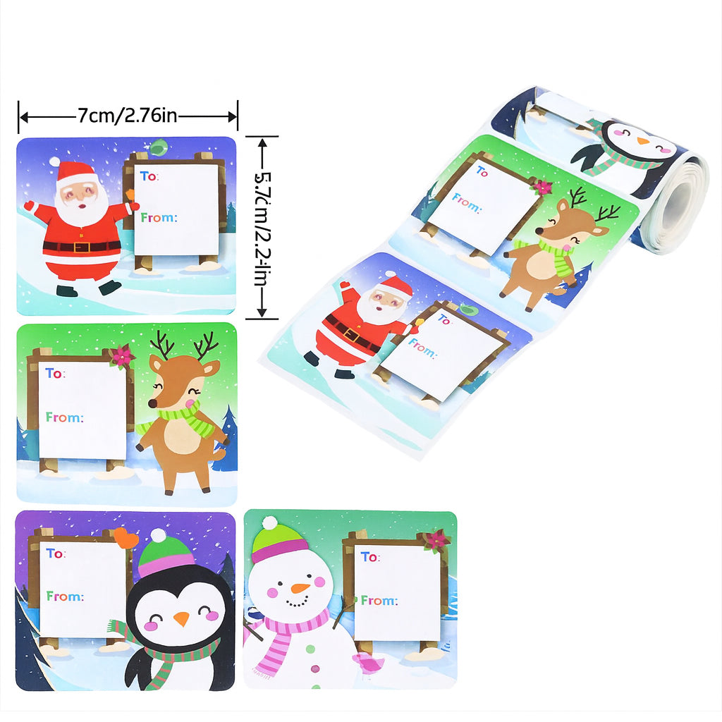 Christmas Gift Tag Stickers Roll - 60PC