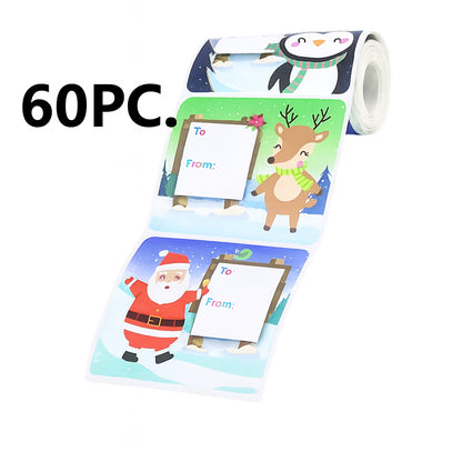 Christmas Gift Tag Stickers Roll - 60PC