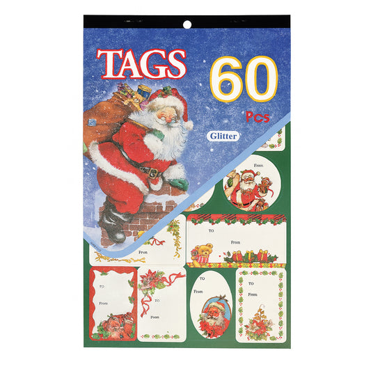 60-Piece Glitter Christmas Gift Tags