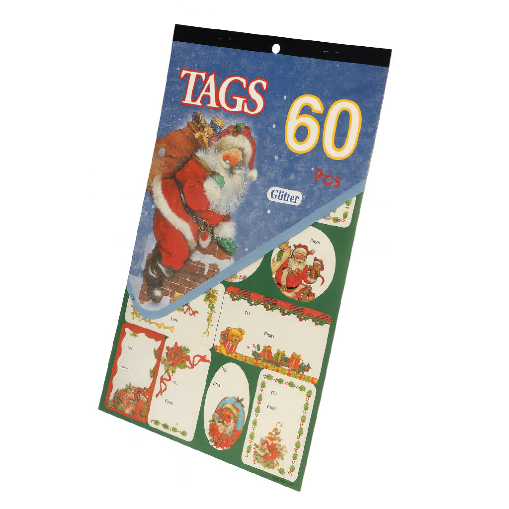 60-Piece Glitter Christmas Gift Tags