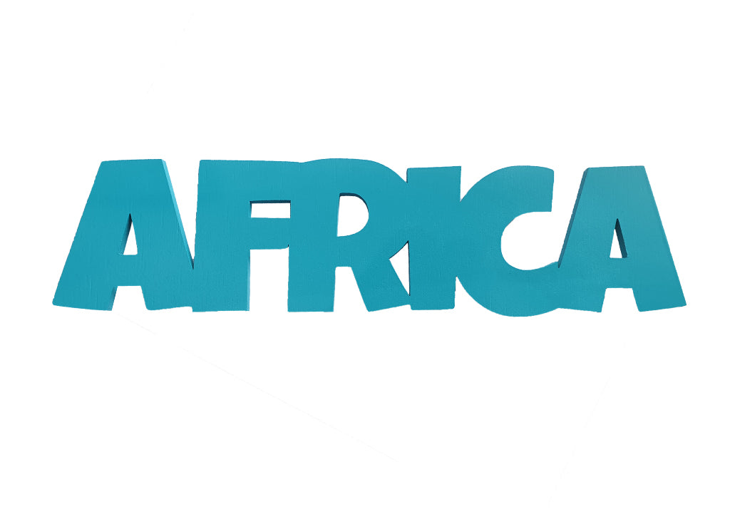 Africa - Turquoise Wooden Sign - BuyAbility