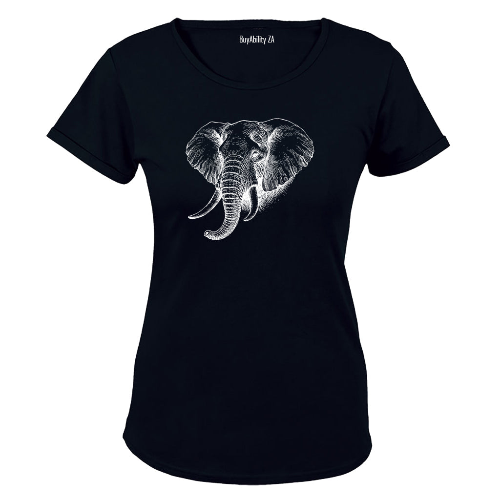 African Elephant Sketch - Ladies - T-Shirt