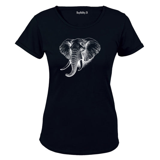 African Elephant Sketch - Ladies - T-Shirt - BuyAbility