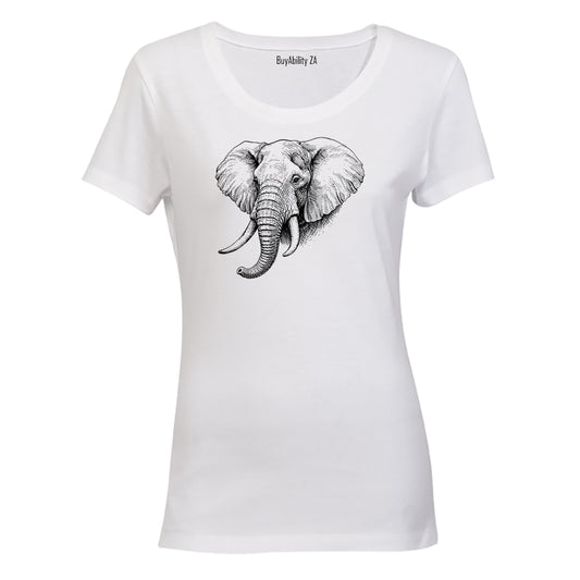 African Elephant Sketch - Ladies - T-Shirt - BuyAbility South Africa