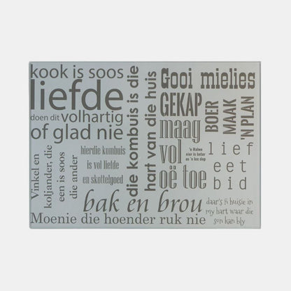 Afrikaans Kitchen Phrases – Cutting Glass Board