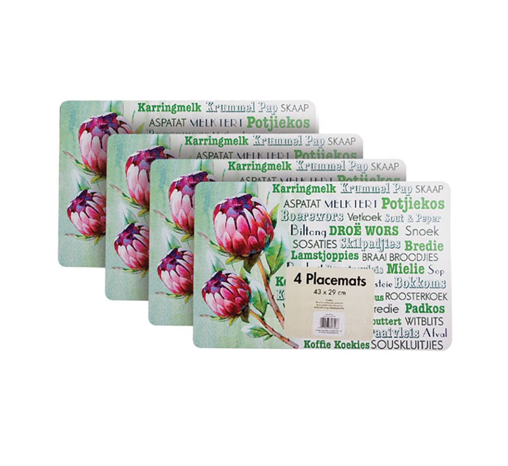 Protea Afrikaans - Plastic Place Mats - 4 Pack