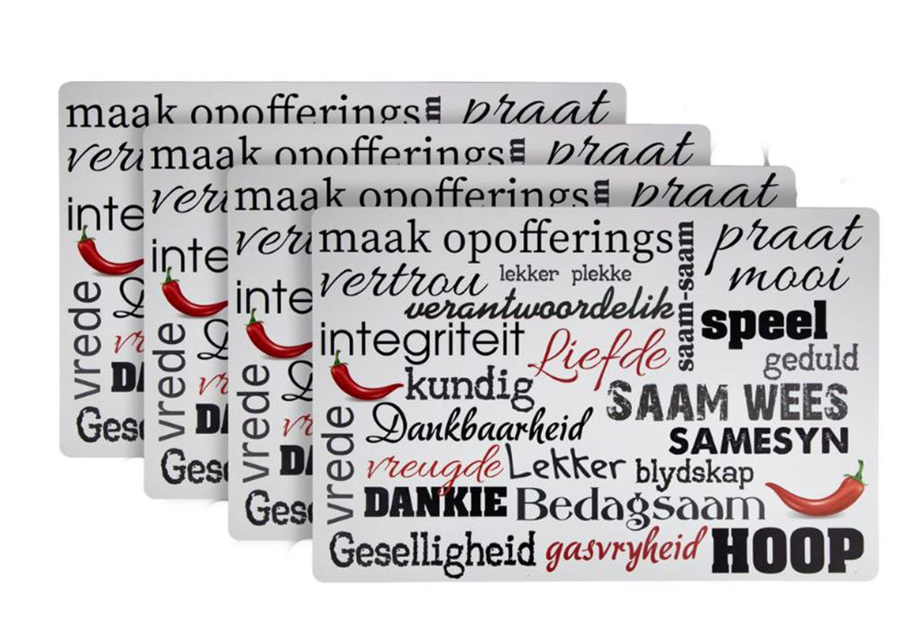 Afrikaans - Plastic Place Mat 4 Pack - BuyAbility