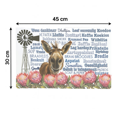 Afrikaans Donkey & Protea Placemats - Set of 4