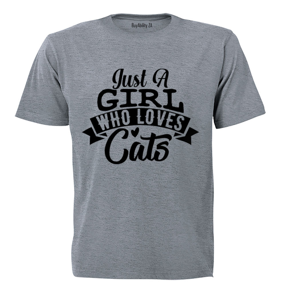 A Girl Who Loves Cats - Kids T-Shirt