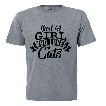 A Girl Who Loves Cats - Kids T-Shirt