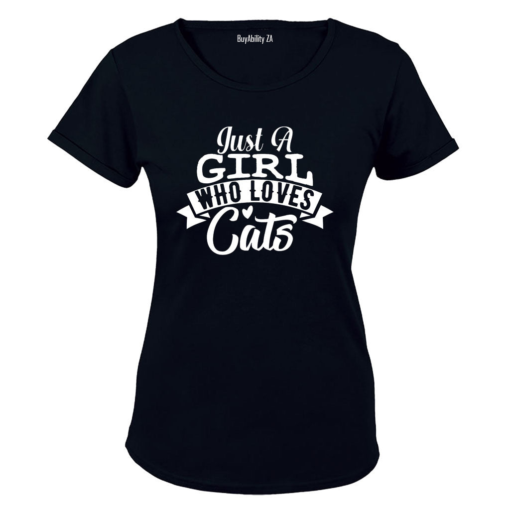 A Girl Who Loves Cats - Ladies - T-Shirt