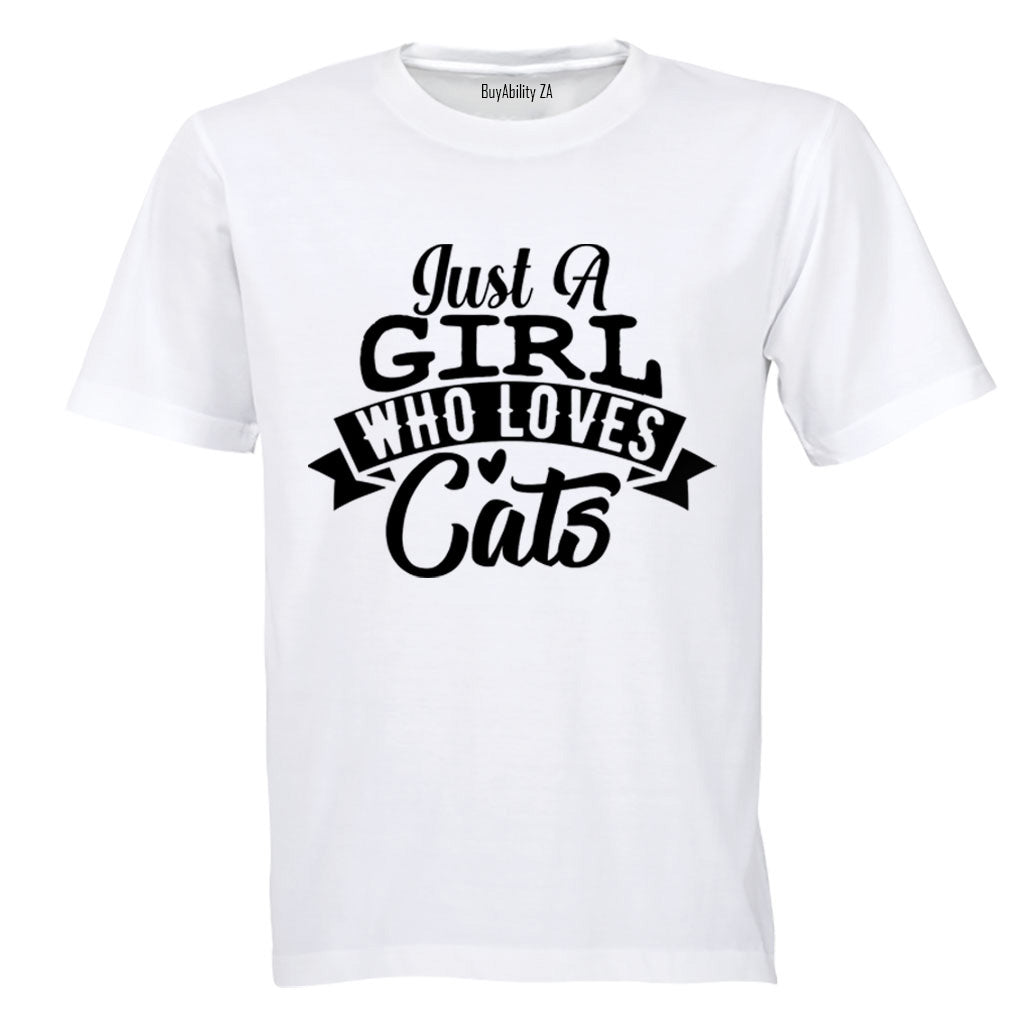 A Girl Who Loves Cats - Kids T-Shirt