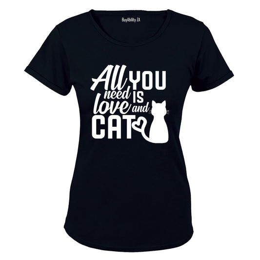 All You Need is Love & a Cat - Ladies - T-Shirt - BuyAbility