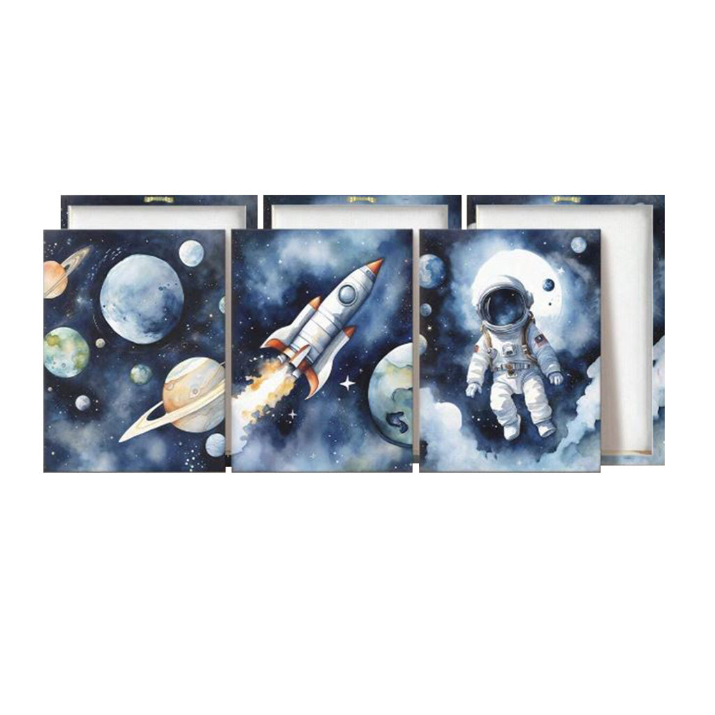 Framed Galaxy Astronaut Canvas Wall Art Set - BuyAbility