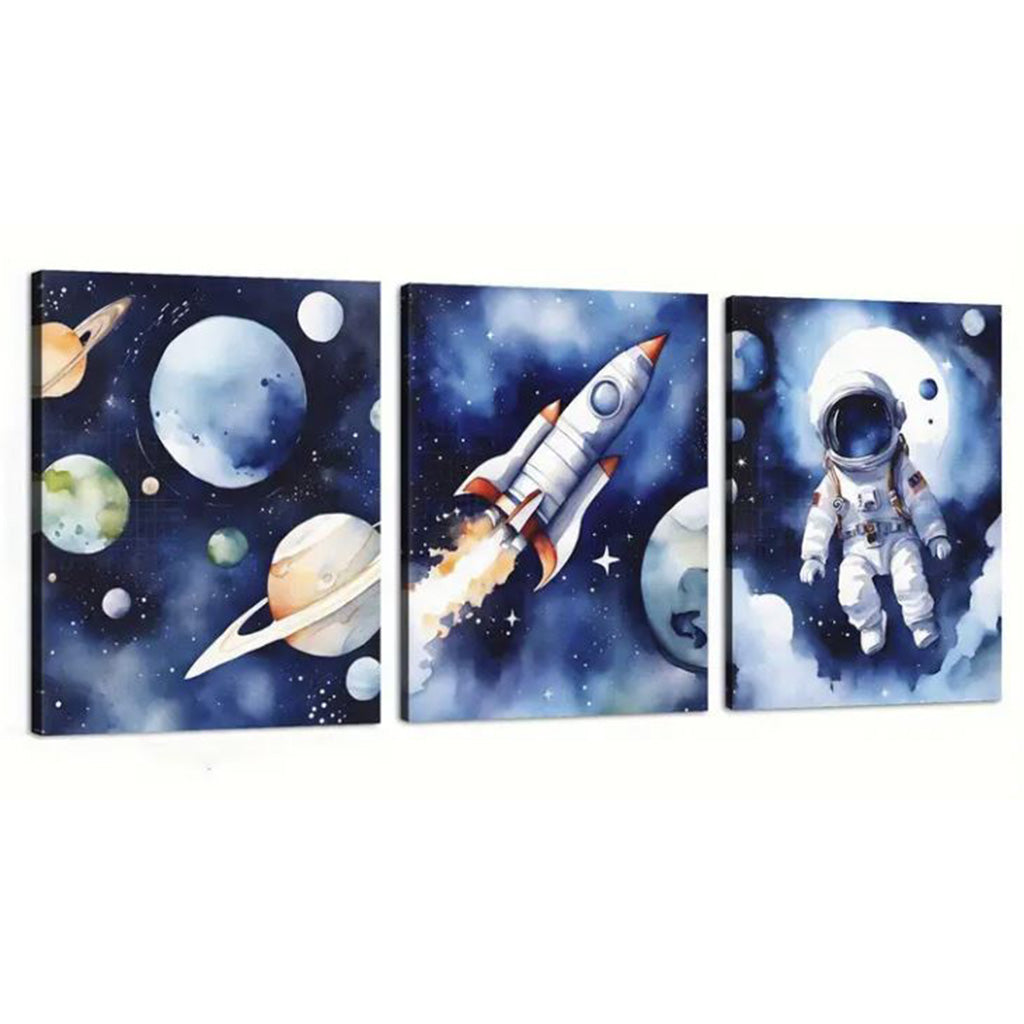 Framed Galaxy Astronaut Canvas Wall Art Set - BuyAbility