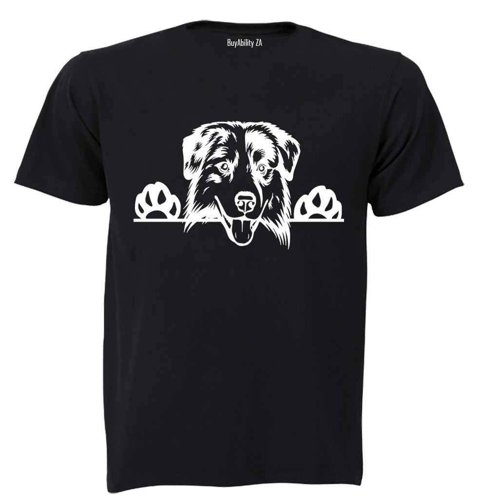Australian Shepherd Peeking Dog - Adults - T-Shirt - BuyAbility
