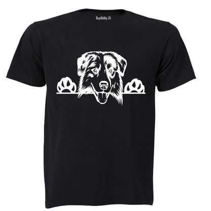 Australian Shepherd Peeking Dog - Adults - T-Shirt - BuyAbility