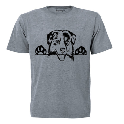 Australian Shepherd Peeking Dog - Kids T-Shirt