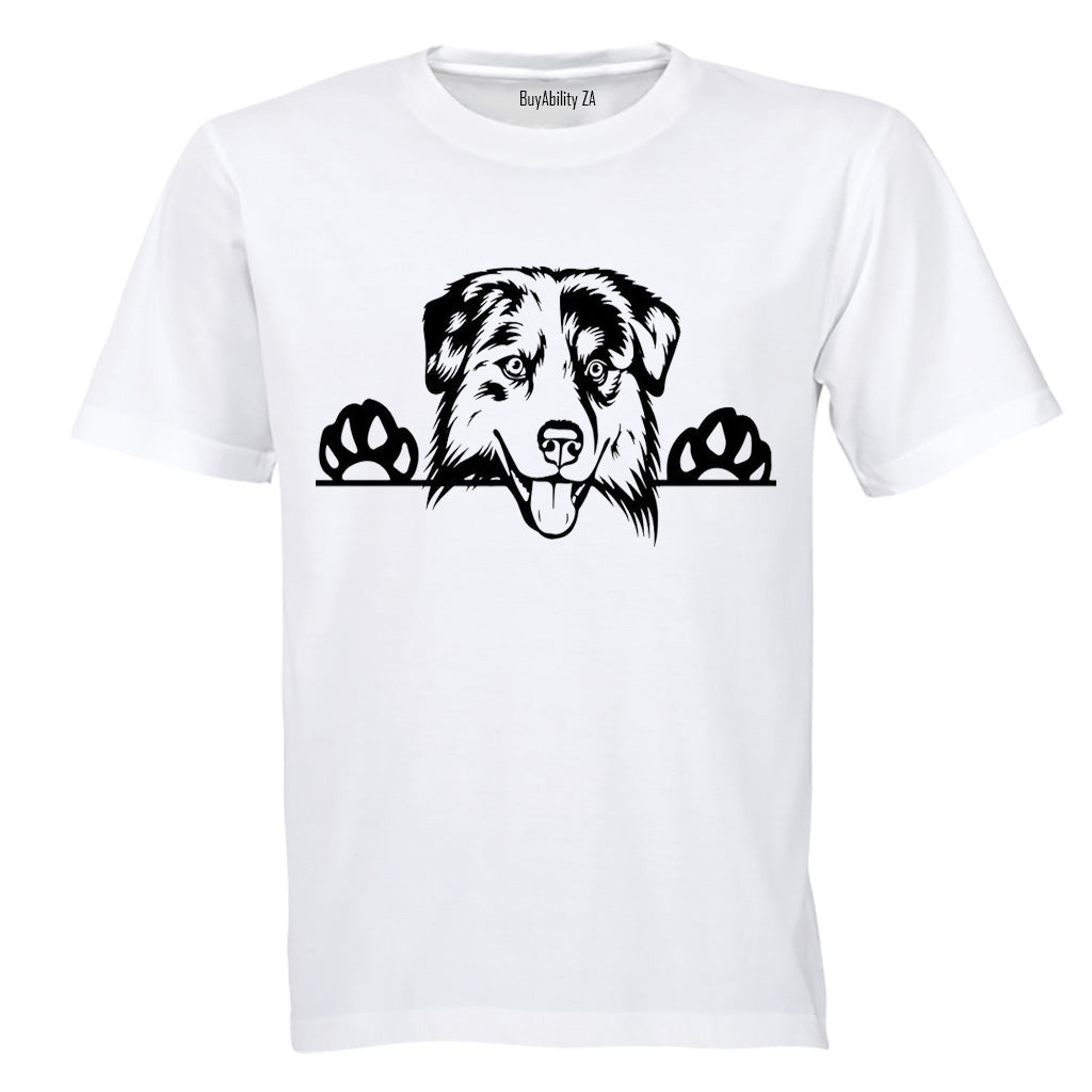 Australian Shepherd Peeking Dog - Adults - T-Shirt - BuyAbility